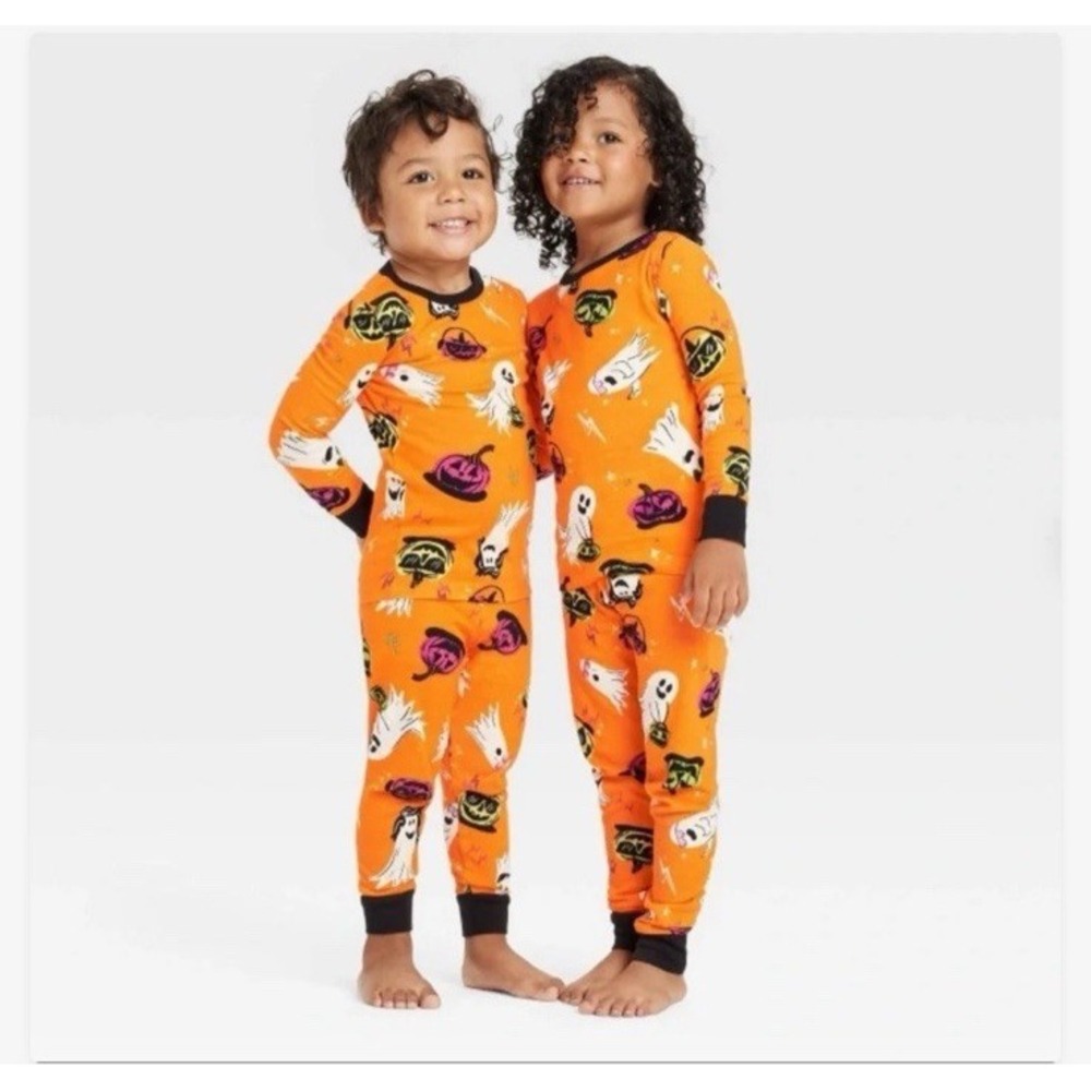 Hyde And Eek Target Kids 2 Piece Glow-in-the-Dark Halloween Sleep Set Orange 8